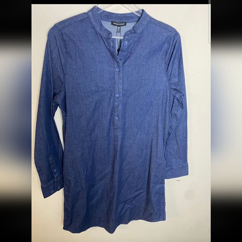 Universal Standard Hannah Stretch Cotton Chambray Shirtdress - Dark Indigo 2-4 S